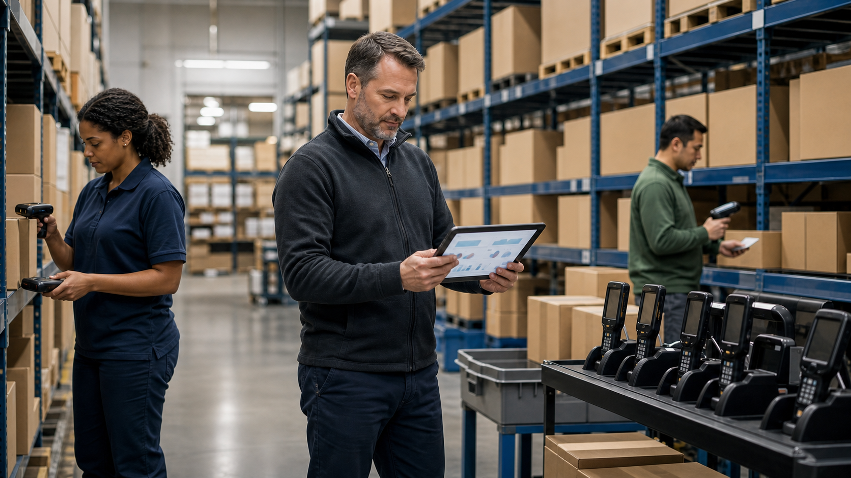 Inventurdienstleister koordiniert Scanner, Software und Teams in einem Lager